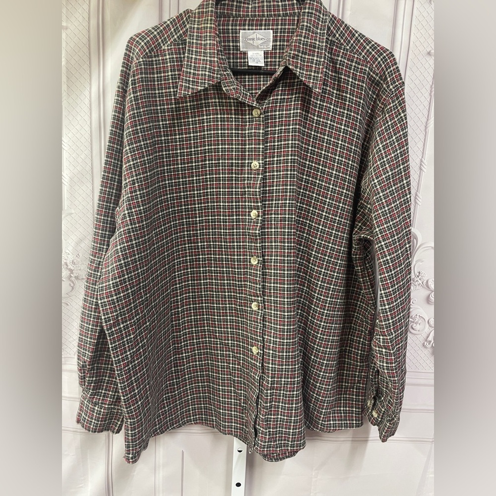 Wrangler Casuals Blues Flannel Plaid Button Casual Shirt 1x